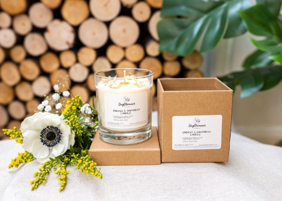 Energy and happiness soy wax candle handmade in London for same day delivery in London